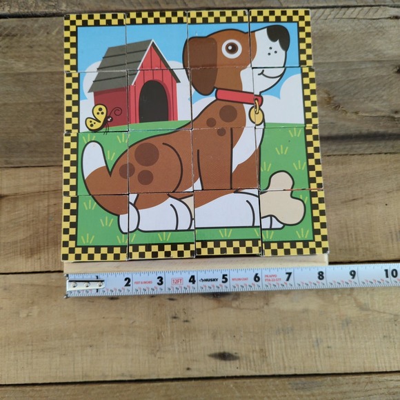 Melissa & Doug - Wooden Cube Puzzle - Create 6 Pet Scenes - 16 Pieces - ages 3+ - Picture 6 of 7